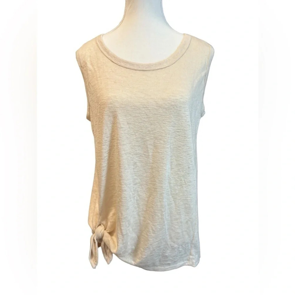 Bobeau | Tie-Front Slub-Knit Tank Top (L)